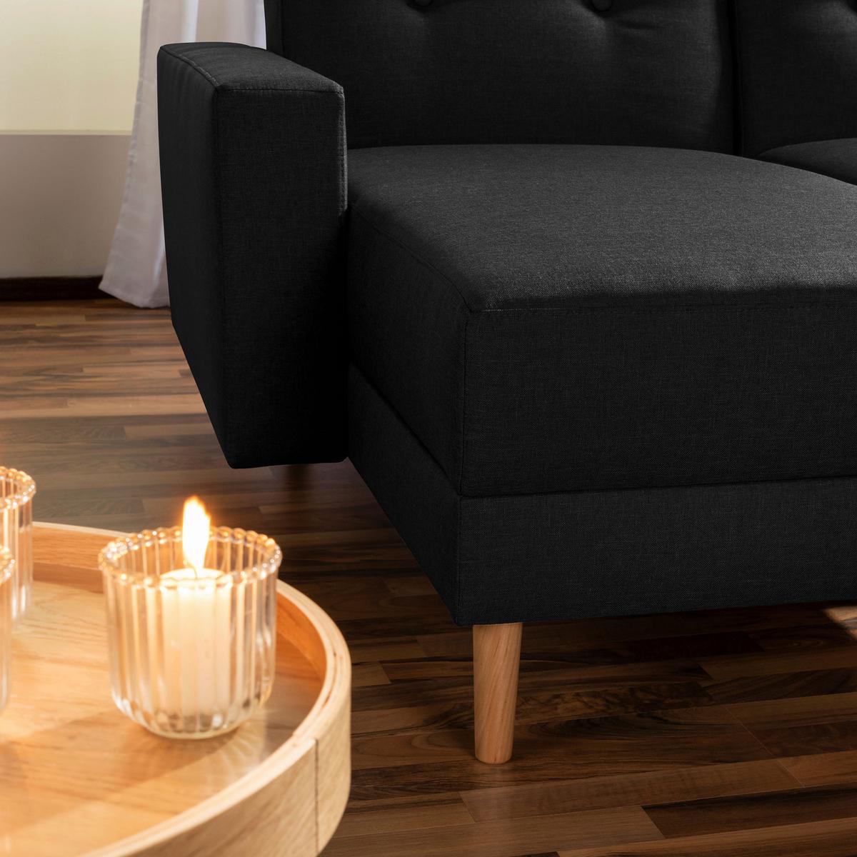 Eckschlafsofa Just Cool - Erlefarben/Schwarz, Design, Textil (230/93/152cm) - Max Winzer
