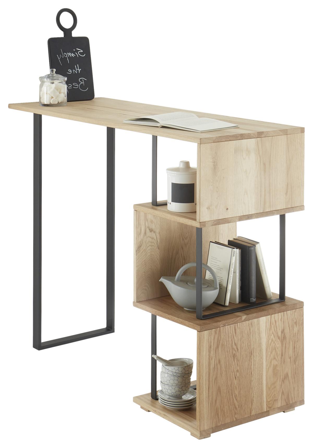 Bartisch Fernando 1 - Eichefarben/Schwarz, Design, Holz/Metall (135/50/105cm) - Livetastic