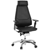 Drehstuhl Genidia Pro Schwarz - Alufarben/Schwarz, MODERN, Leder/Kunststoff (57/119/46cm) - MID.YOU