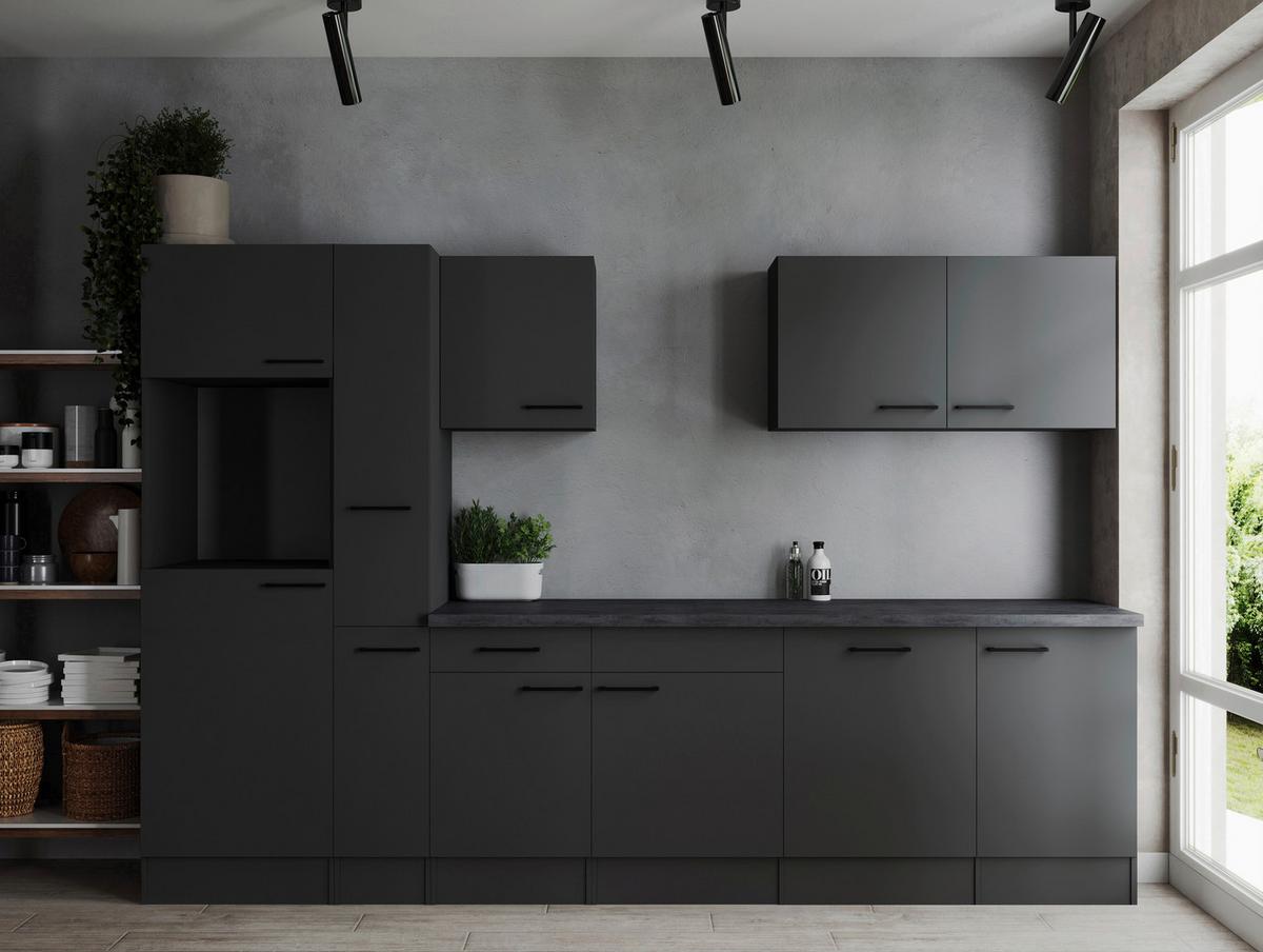 Küchenleerblock Oliver Dunkelgrau B: 310 cm - Dunkelgrau/Grau, Design, Holzwerkstoff (310cm) - Respekta