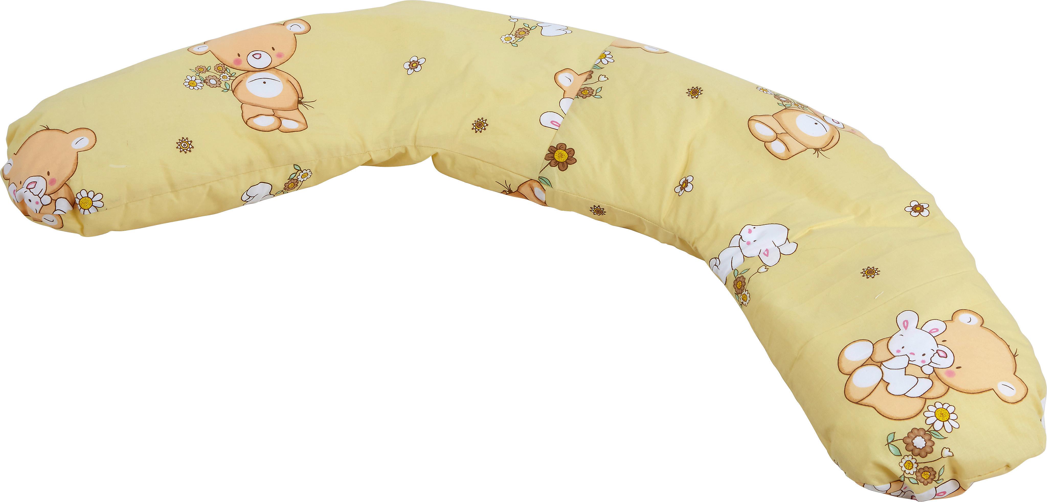 Stillkissen Blumenbär 140 cm Bezug Waschbar 100% Baumwolle - Blau/Gelb, Textil (140cm) - Fillikid