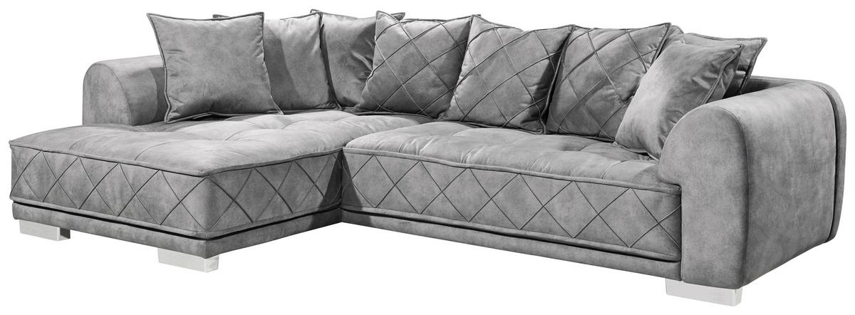 Rohová sedačka SENTINA, oboustranná, šedý velur - šedá/barvy stříbra, Basics, textil/plast (319/194cm) - MID.YOU