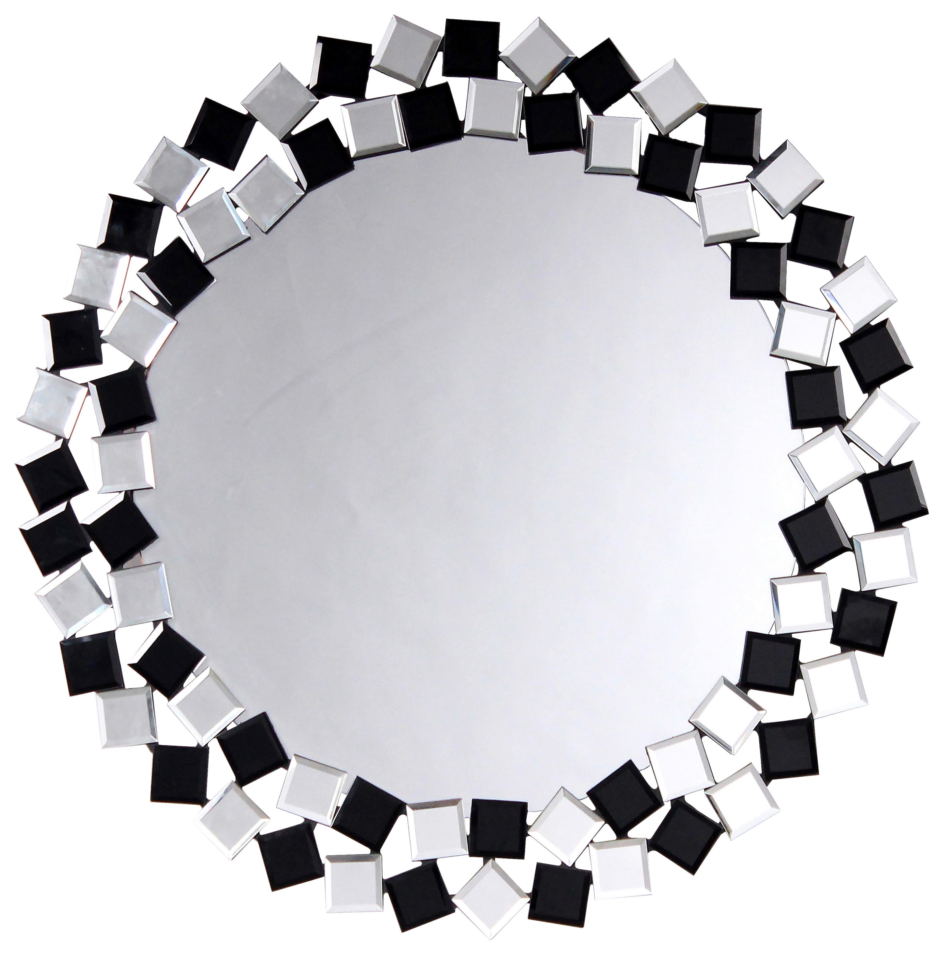 Wandspiegel Mosaic 1825 Silber/schwarz - Silberfarben/Schwarz, Basics, Glas/Holzwerkstoff (80/80/1,6cm) - Kayoom