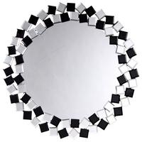 Wandspiegel Mosaic 1825 Silber/Schwarz - Silberfarben/Schwarz, Basics, Glas/Holzwerkstoff (80/80/1,6cm) - Kayoom