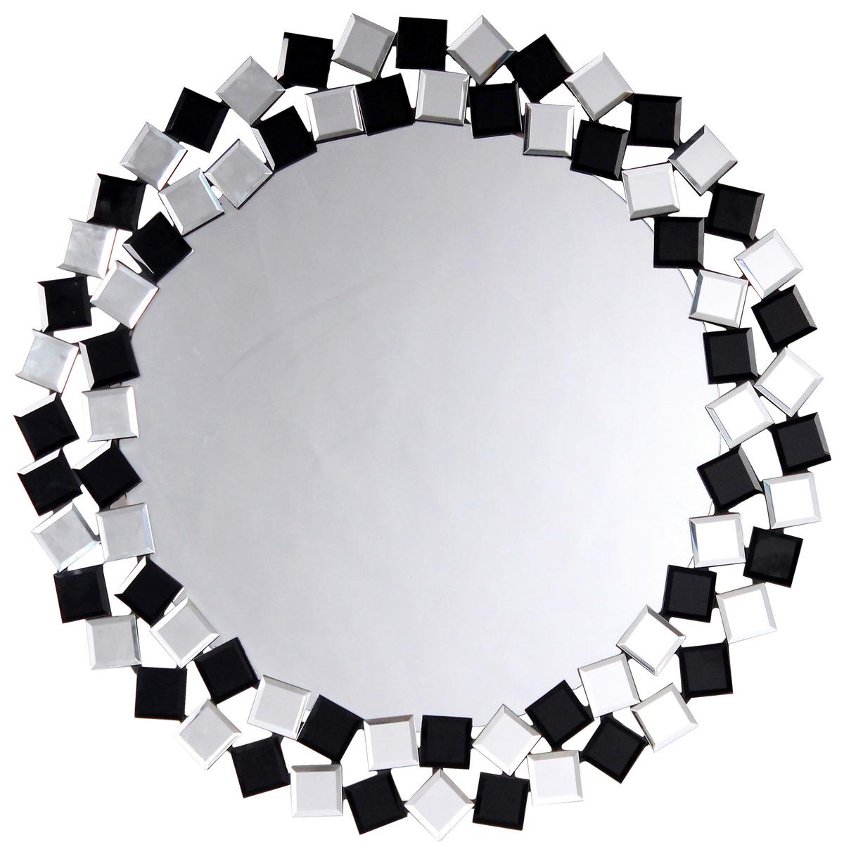 Wandspiegel Mosaic 1825 Silber/Schwarz - Silberfarben/Schwarz, Basics, Glas/Holzwerkstoff (80/80/1,6cm) - Kayoom