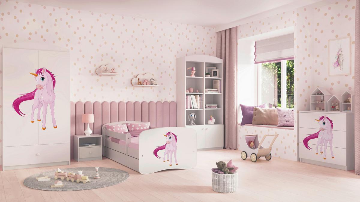Kinder-/Juniorbett Babydreams Inkl. Matratze 80x160 - Birkefarben/Weiß, MODERN, Holz/Holzwerkstoff (80/160cm) - MID.YOU