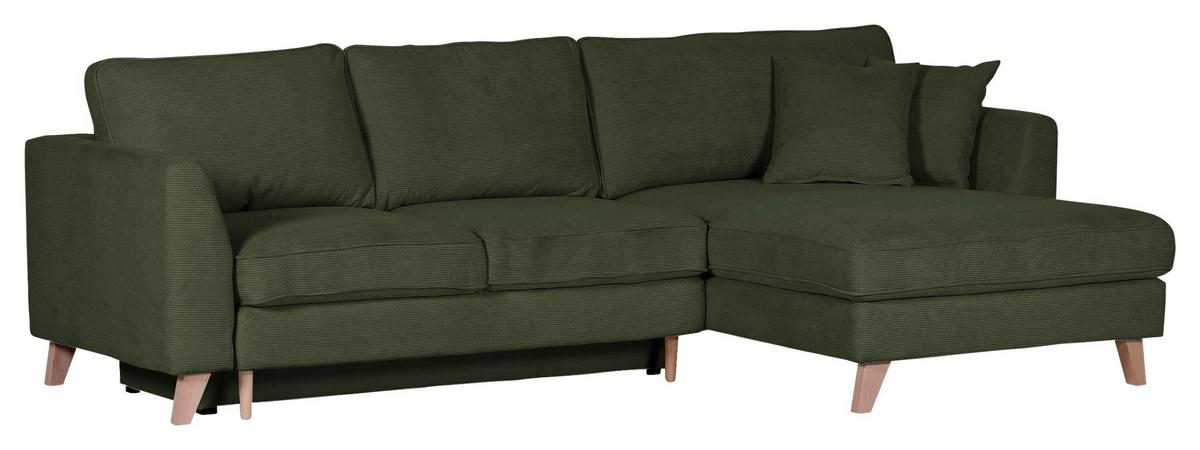 Ecksofa Rimini, Grün S: 271x165 Cm - Buchefarben/Grün, Design, Textil (271/165cm) - MID.YOU