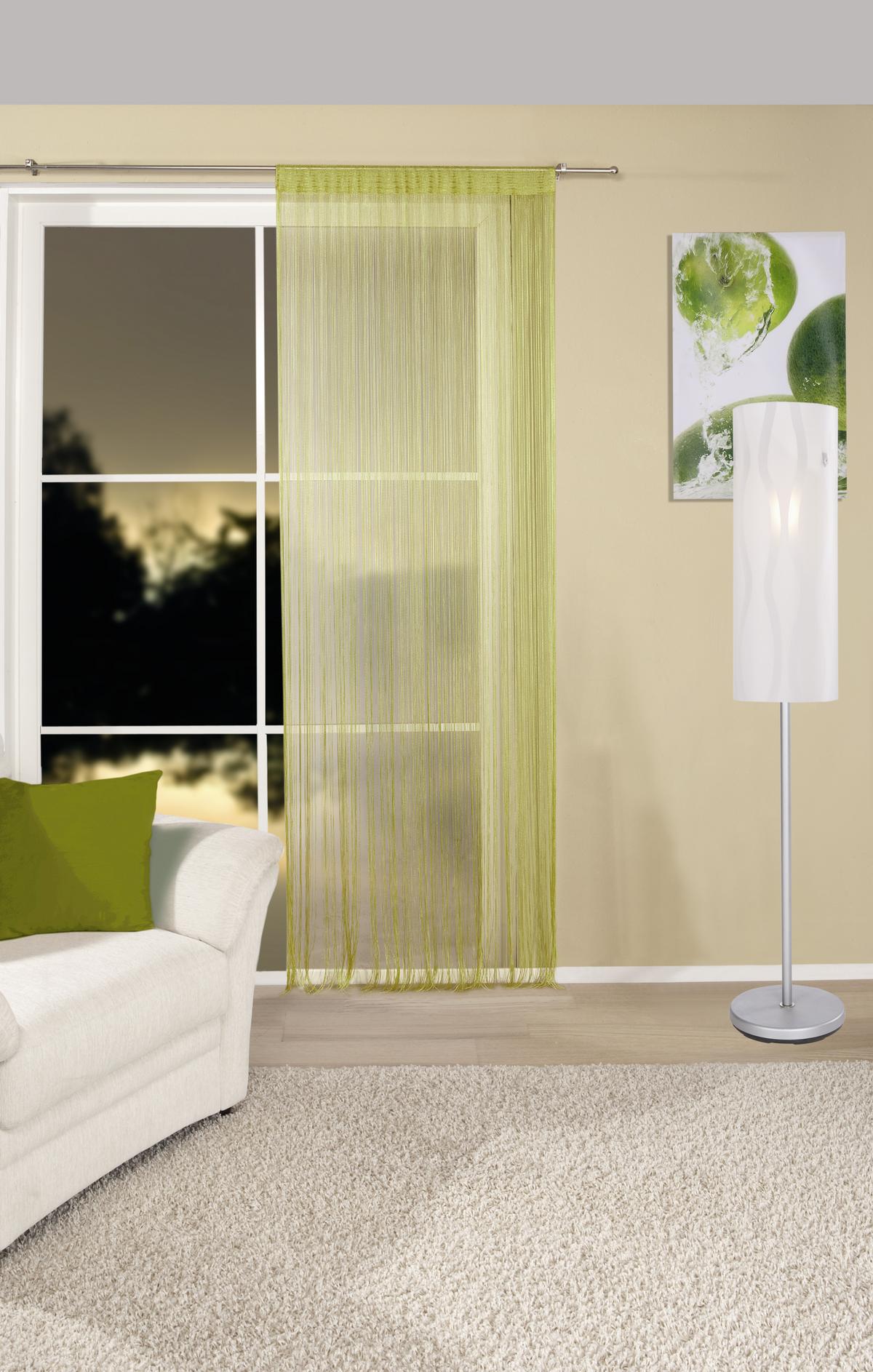 Fadenvorhang + Stangendurchzug Marietta 90x245 cm Grün - Grün, KONVENTIONELL, Textil (90/245cm) - Ondega