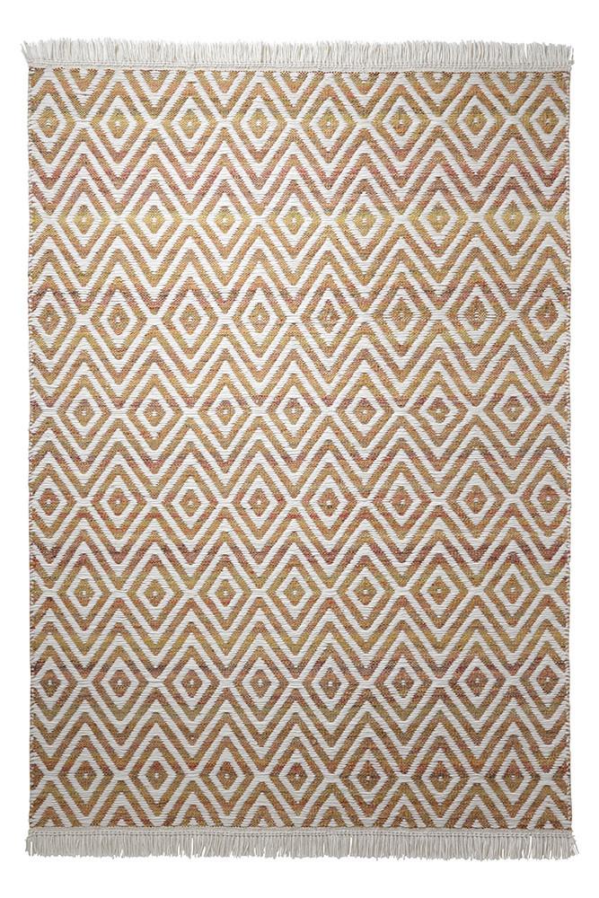 Handwebteppich Orange/ Weiß Wolle Vector 60x110 Cm - Orange/Weiß, KONVENTIONELL, Textil (60/110cm) - Esprit