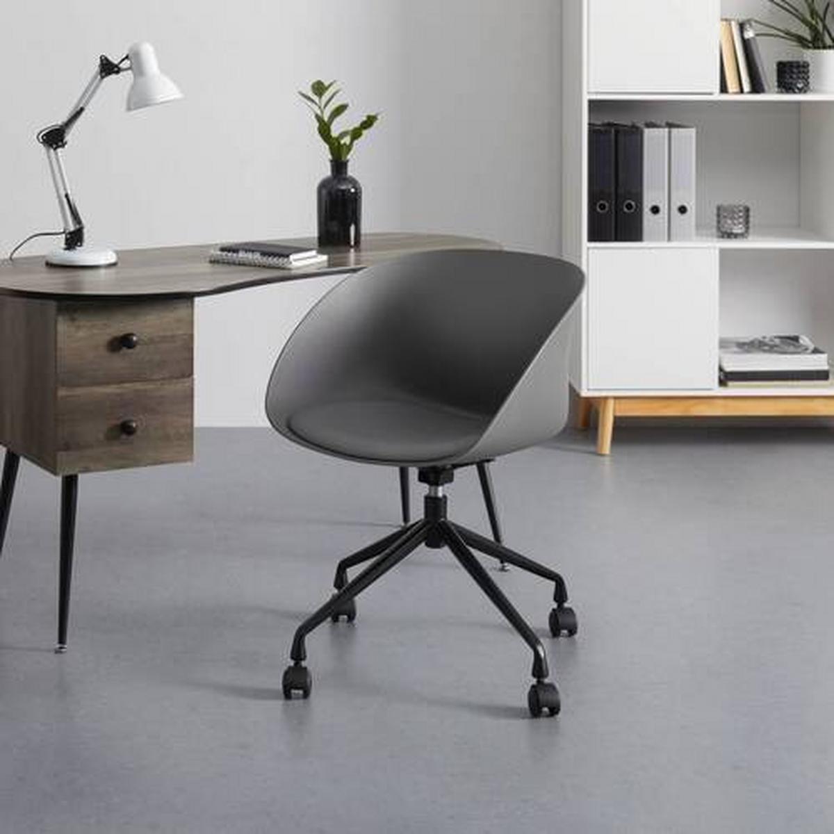 Otočná kancelářká židle LIA Šedá - šedá/černá, Moderní, kov/textil (56,5/75,5/51cm) - Bessagi Home