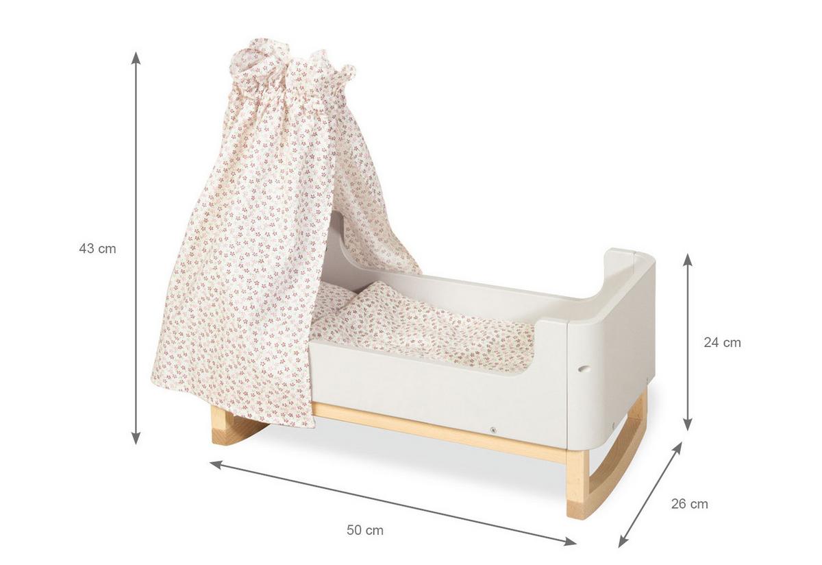 Puppenwiege Holz Buche LxBxH: 50x26x24 cm - Beige/Naturfarben, Basics, Holz (50/26/24cm) - Pinolino