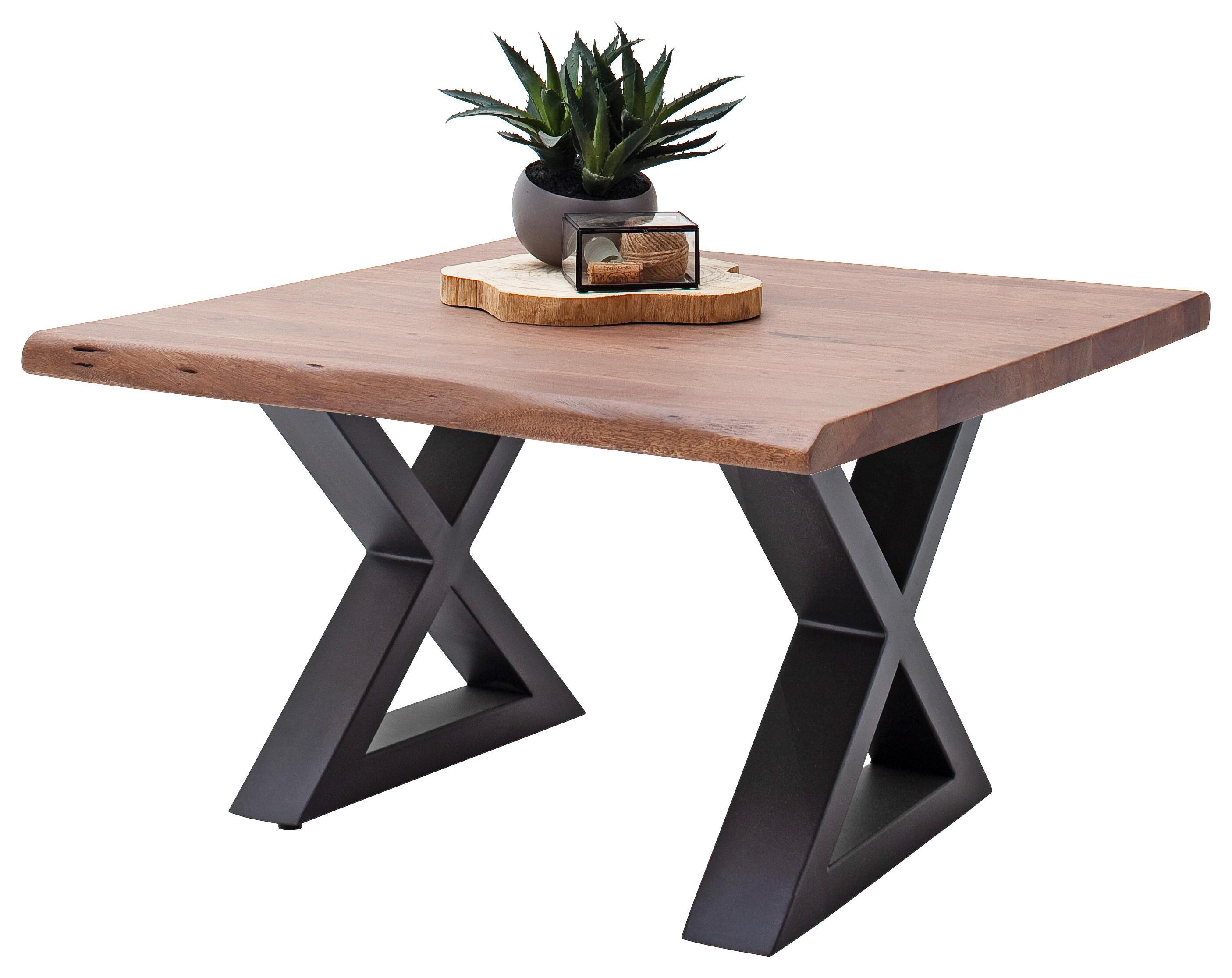 Couchtisch Holz Mit Massiver Tischplatte Cartagena, Akazie - Anthrazit/Walnussfarben, MODERN, Holz/Metall (75/45/75cm)