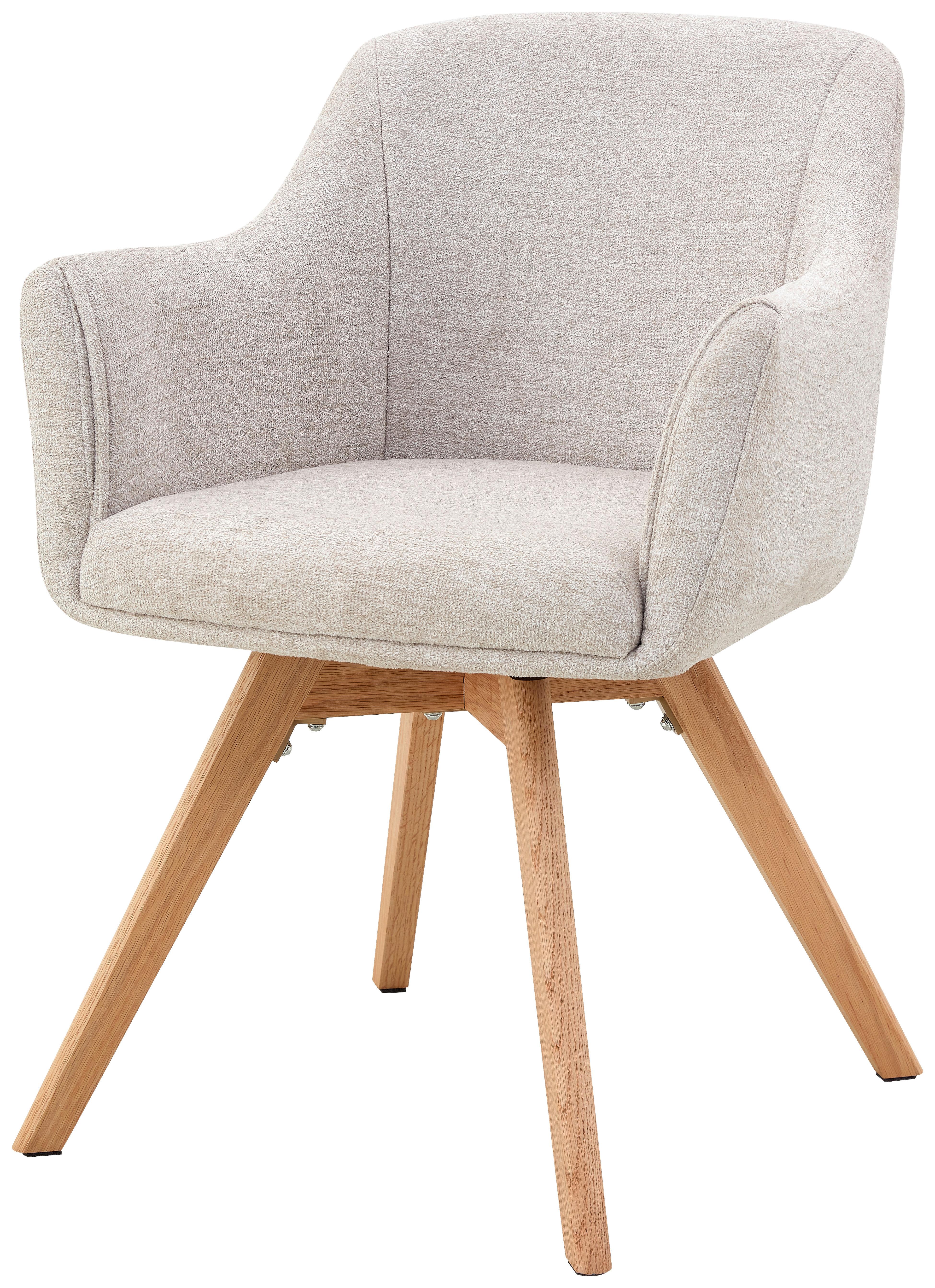 Armlehnstuhl Mats Webstoff Creme, B: 61 Cm - Creme/Naturfarben, KONVENTIONELL, Holz/Textil (61/85,5/63,5cm) - Livetastic