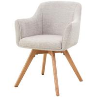 Armlehnstuhl Mats Webstoff Creme, B: 61 cm - Creme/Naturfarben, KONVENTIONELL, Holz/Textil (61/85,5/63,5cm) - Livetastic