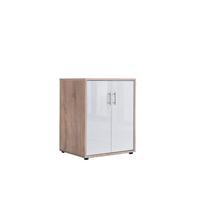 Aktenschrank Office Edition Weiß Hg/Eiche Dekor B: 54cm - Weiß Hochglanz/Sonoma Eiche, MODERN, Holzwerkstoff (54/74/50cm) - MID.YOU