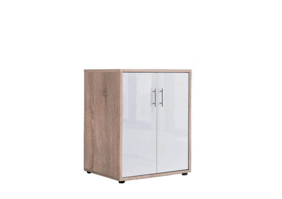 Aktenschrank Office Edition Weiß Hg/Eiche Dekor B: 54cm - Weiß Hochglanz/Sonoma Eiche, MODERN, Holzwerkstoff (54/74/50cm) - MID.YOU