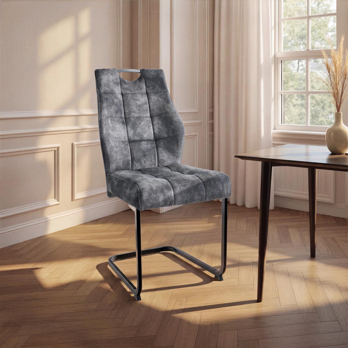 Stolička EMILIA antracitová - čierna/antracitová, Konventionell, kov/textil (43/95/61cm)