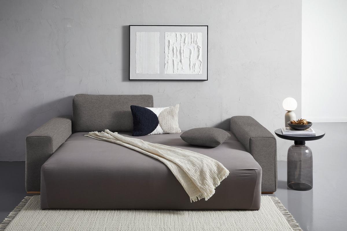 Schlafsofa Vouge Grau Bxhxt: 255x86x123 Cm - Buchefarben/Schwarz, KONVENTIONELL, Textil (255/86/123cm) - Livetastic