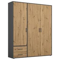 Drehtürenschrank 140cm Voyager Grau/Eiche Artisan - Eiche Artisan/Grau, MODERN, Holzwerkstoff (140/194/53cm) - Rauch Möbel