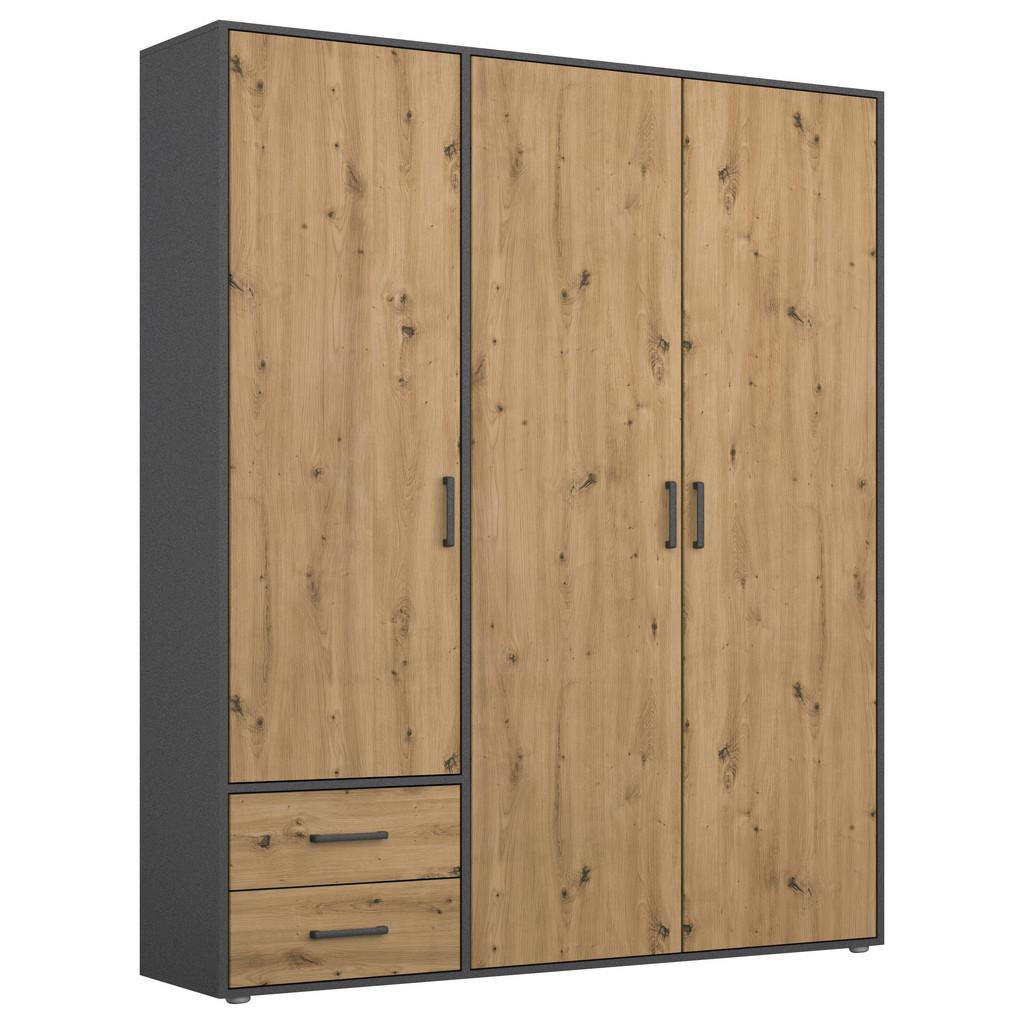 Drehtürenschrank 140cm Voyager Grau/Eiche Artisan