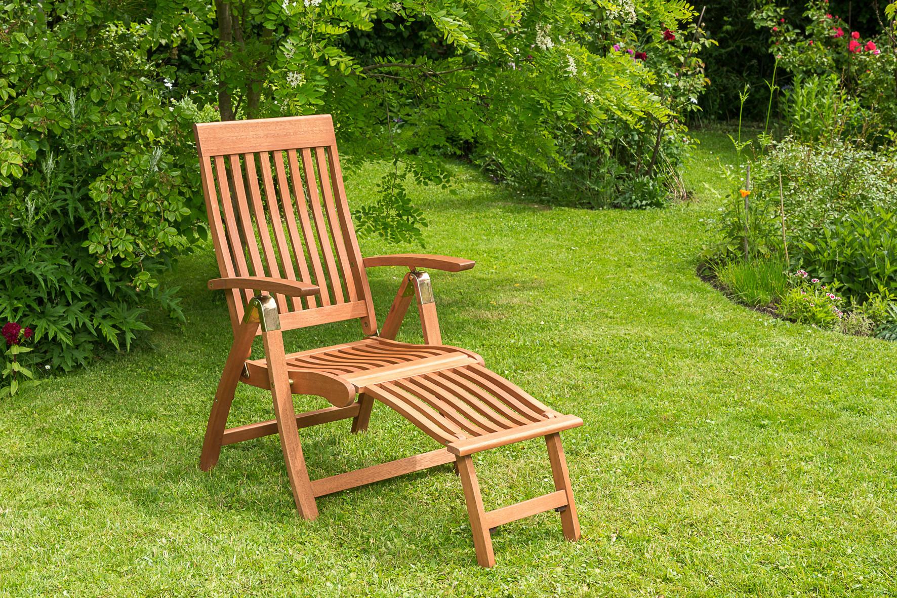 Gartensessel Klappbar Comodoro Naturfarben - Naturfarben, ROMANTIK / LANDHAUS, Holz (62/110/114cm) - Gardenson