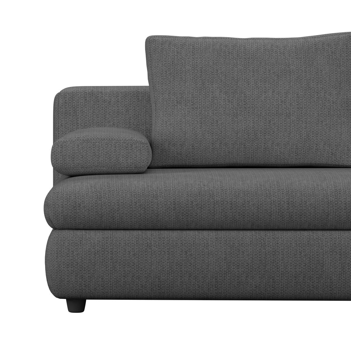 3-sitzer-sofa Mit Schlaffunktion Olso Dunkelgrau - Dunkelgrau/Schwarz, Trend, Holz/Kunststoff (205/72/100cm)