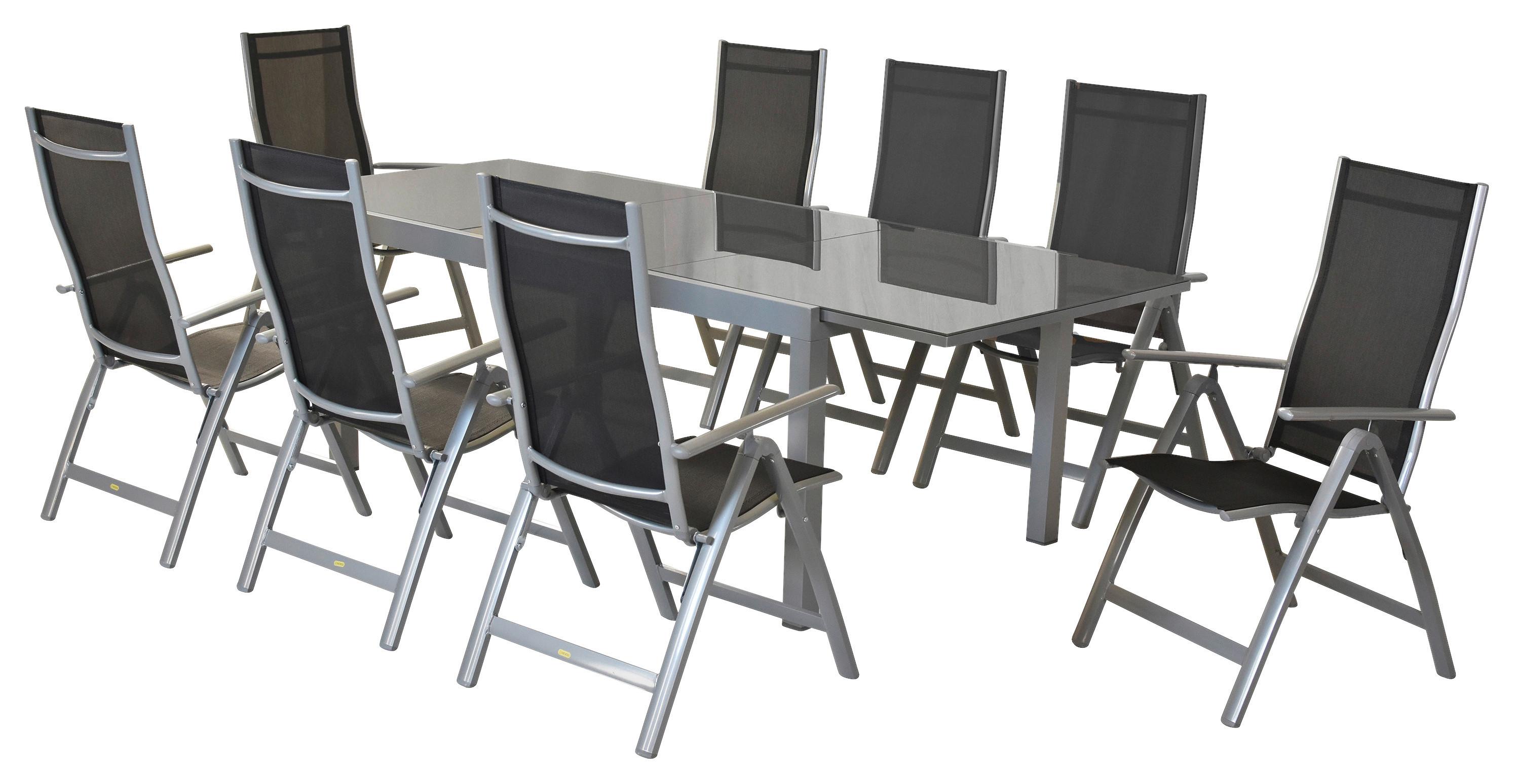 Gartenset Carrara - Silberfarben/Schwarz, MODERN, Textil/Metall - Gardenson