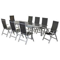 Gartenset Carrara - Silberfarben/Schwarz, MODERN, Textil/Metall - Gardenson