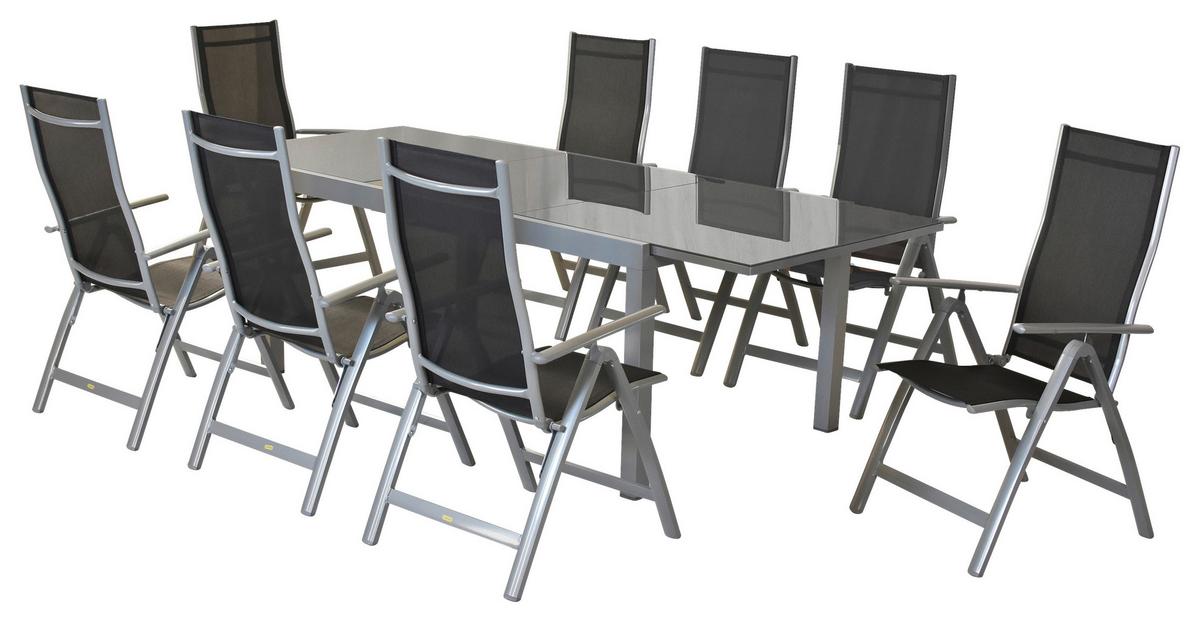 Gartenset Carrara - Silberfarben/Schwarz, MODERN, Textil/Metall - Gardenson