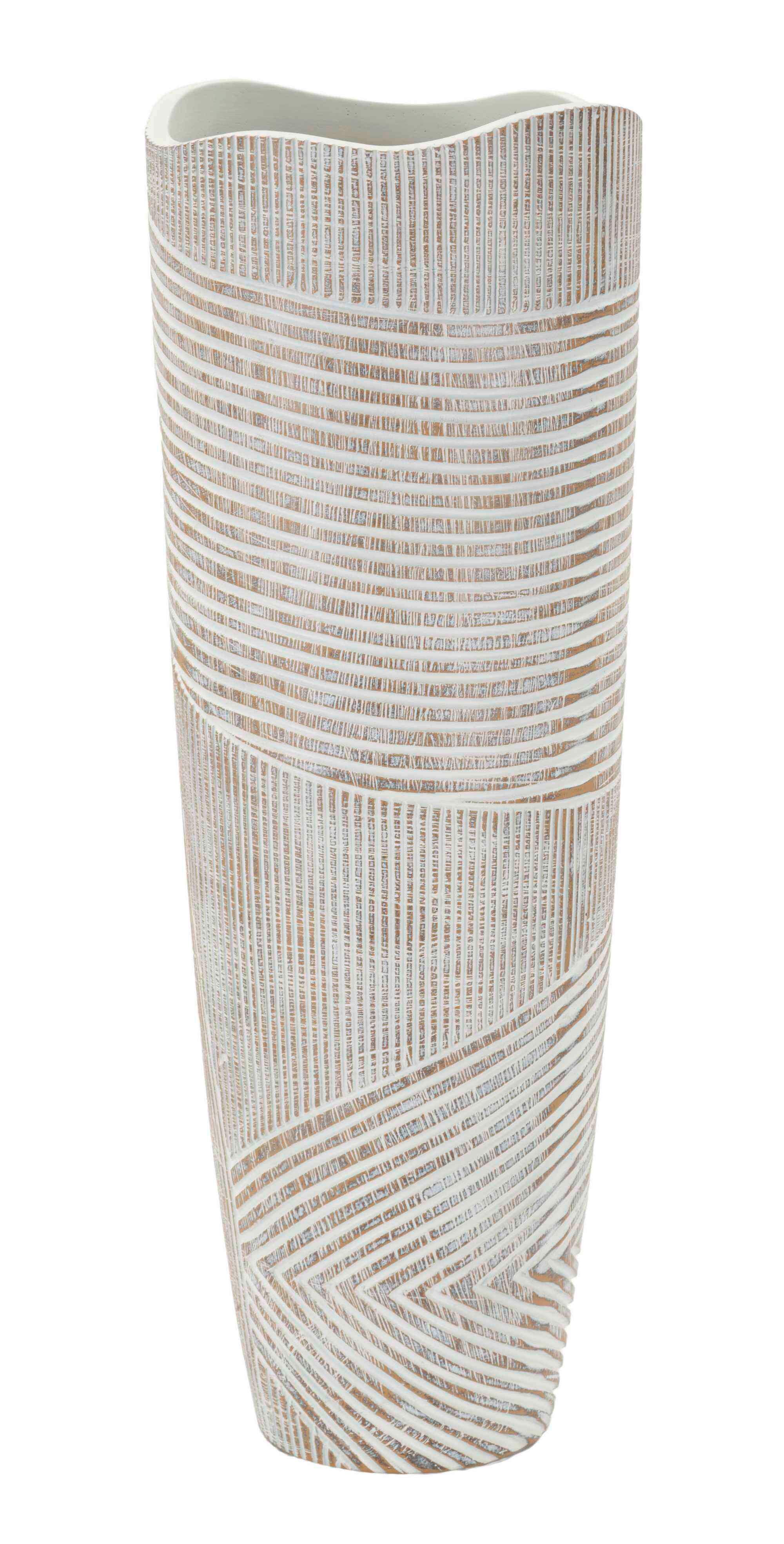 Vase Pot Resin Wood Weiß B: 19 cm