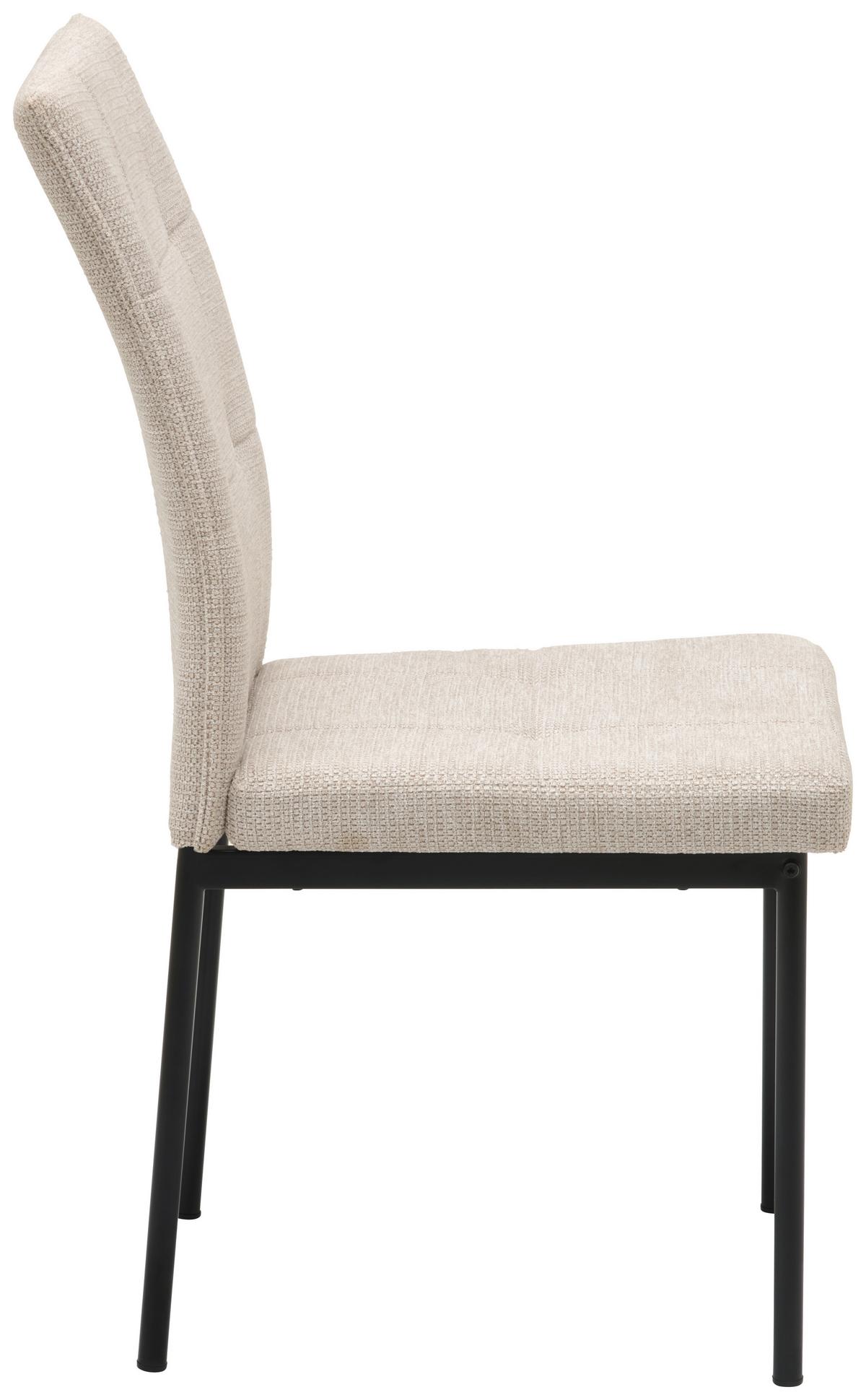 Vierfußstuhl Finn Webstoff Beige, B: 44 cm - Beige/Schwarz, KONVENTIONELL, Textil/Metall (44/96/61cm) - MID.YOU