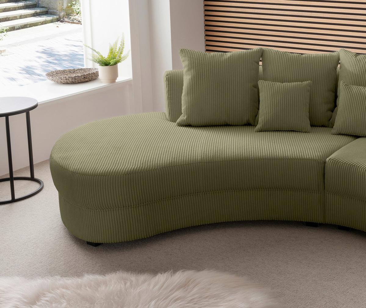 Wohnlandschaft Limoncello Olivgrün S: 300x160 cm - Schwarz/Olivgrün, Design, Textil (300/160cm) - Livetastic