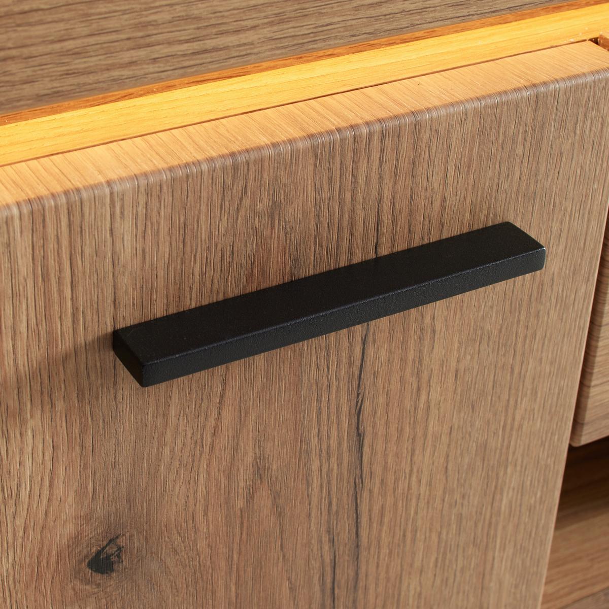 KOMODA POD TELEVIZI ALAMEDA -TOP- -BASED- - barvy dubu/antracitová, Moderní, kov/kompozitní dřevo (210/65/50cm) - Based