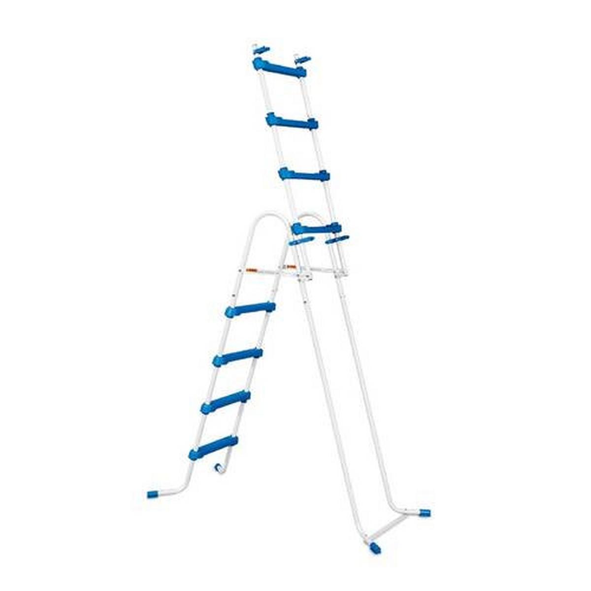 Poolleiter Pool Leiter 132 cm - Blau/Weiß, Basics, Metall (132cm)