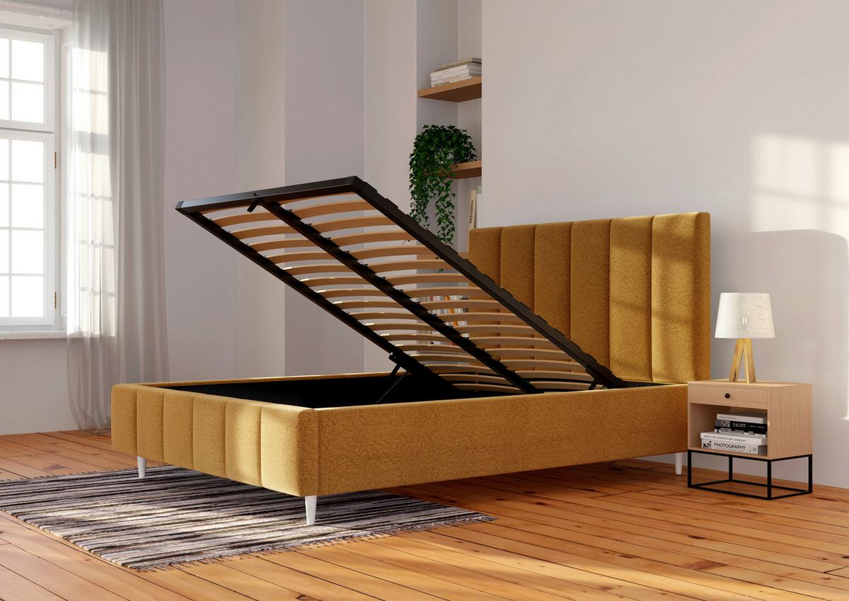 Polsterbett Talera Loft braun 140x200 cm - Buchefarben/Schwarz, KONVENTIONELL, Holz/Textil (140/200cm)