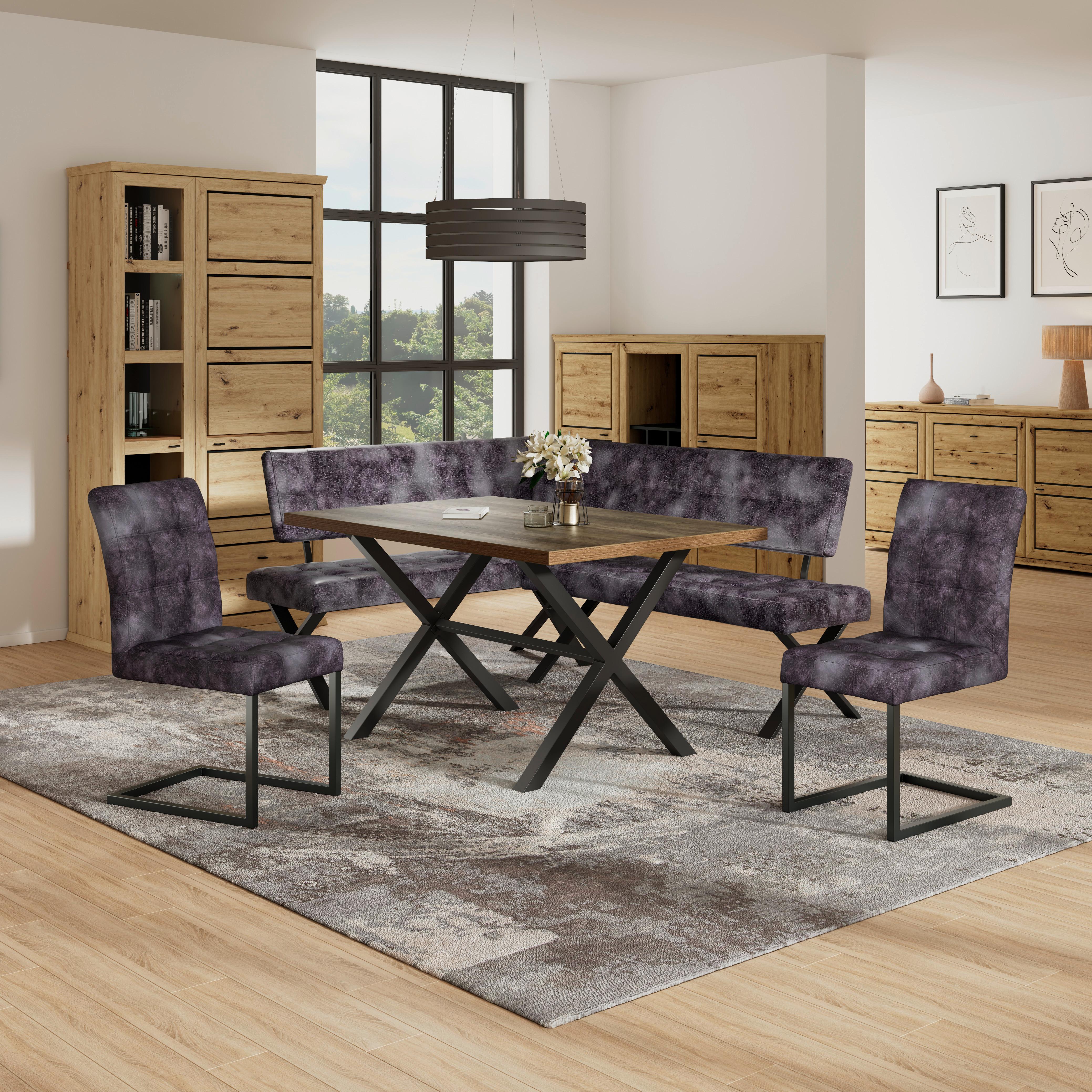 Eckbank Anthrazit Webstoff Donna Re 150x200 cm - Anthrazit/Schwarz, MODERN, Textil/Metall (150/200cm)