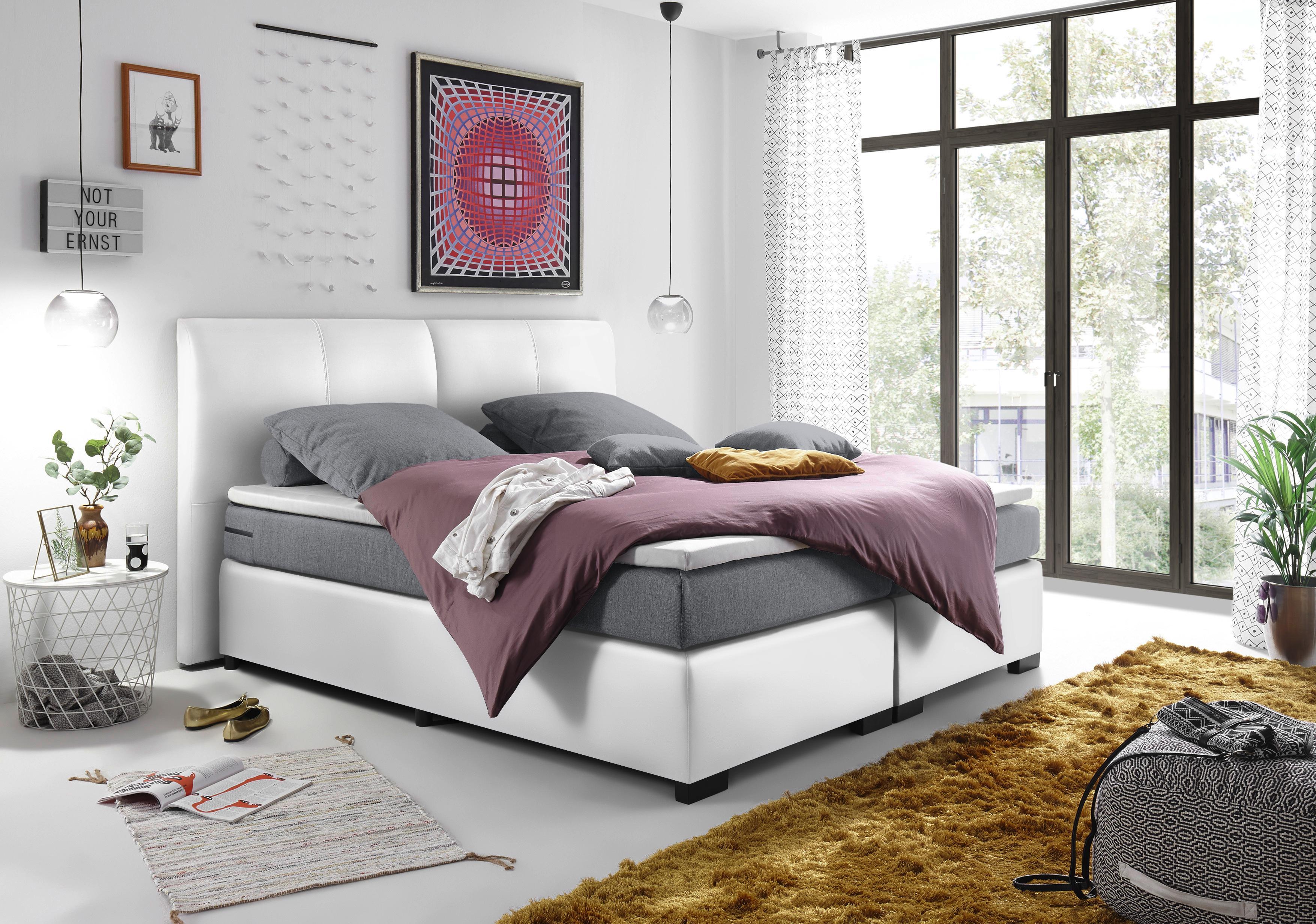 Boxspringbett im Lederlook 180x200
