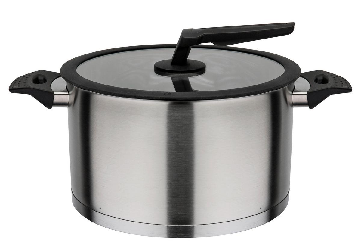 Kochtopfset Edelstahlfarben - Klar/Edelstahlfarben, Basics, Glas/Metall - GSW