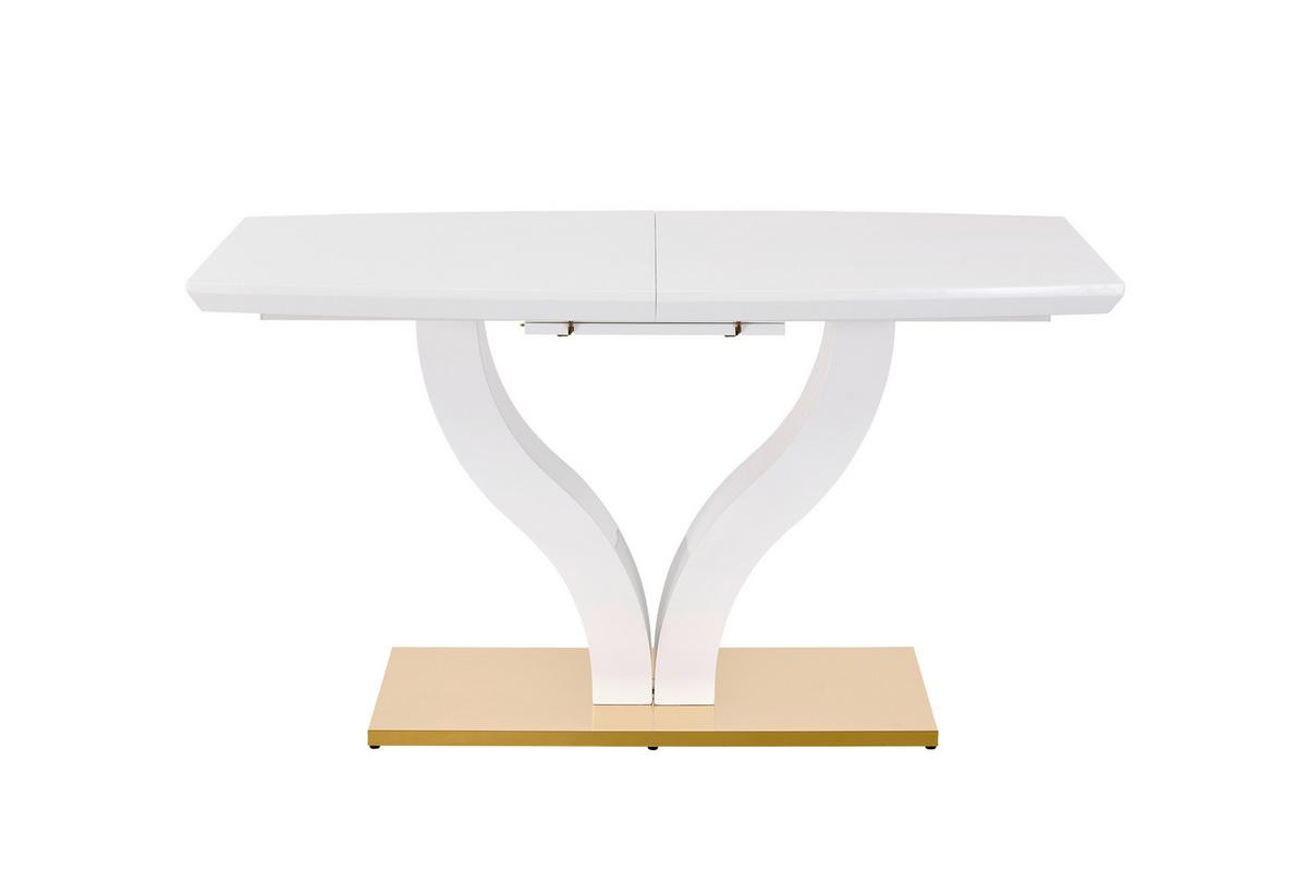 Ausziehtisch Jade 140 Az 140-180x76x90 cm Weiß Hg - Weiß Hochglanz/Goldfarben, KONVENTIONELL, Holzwerkstoff/Metall (140-180/76/90cm) - MID.YOU