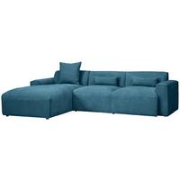 Ecksofa mit Zierkissen Pearl Hellblau 196x303 cm - Schwarz/Hellblau, Design, Textil (196/303cm) - Livetastic