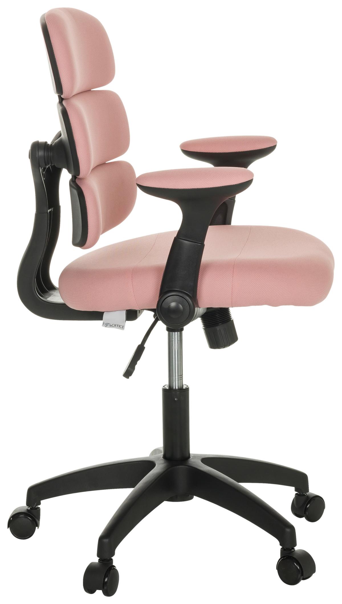 Jugenddrehstuhl Kid Ergolino B mit Armstützen Rosa Bis 100 Kg - Schwarz/Rosa, Basics, Kunststoff/Textil (62/86-97/62cm) - MID.YOU