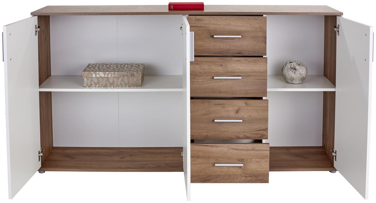 Kommode B: 175,6 cm Ina, Kraft Eiche Dekor/Weiß - Eichefarben/Weiß, MODERN, Holzwerkstoff (175,6/95,2/38,3cm)
