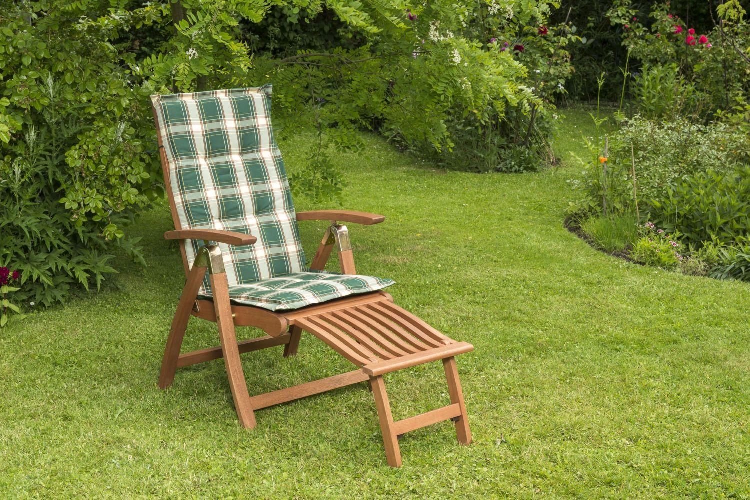 Gartensessel-Set Klappbar Comodoro Grün-Naturfarben - Naturfarben/Grün, ROMANTIK / LANDHAUS, Holz/Textil (62/110/63cm) - Gardenson