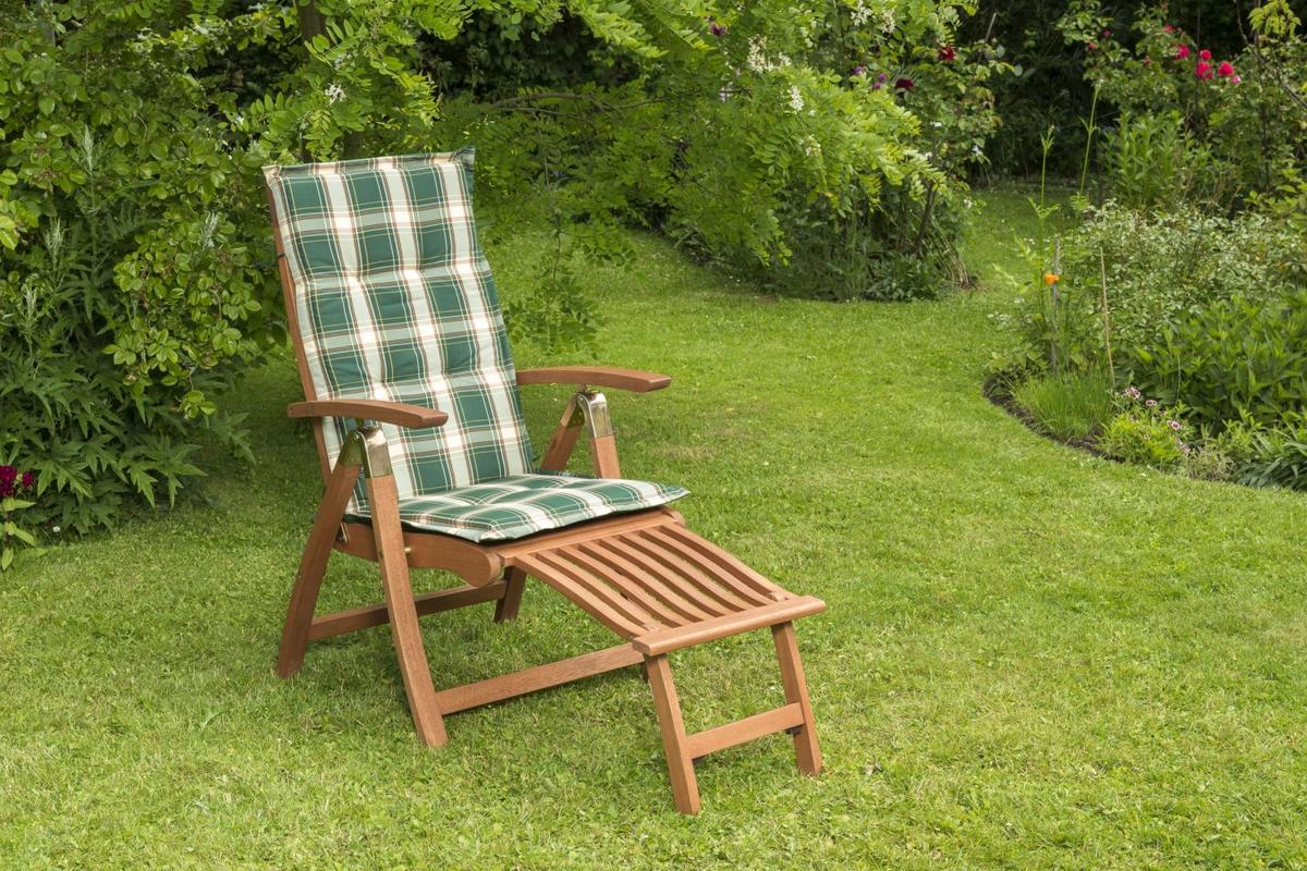 Gartensessel-Set Klappbar Comodoro Grün-Naturfarben - Naturfarben/Grün, ROMANTIK / LANDHAUS, Holz/Textil (62/110/63cm) - Gardenson
