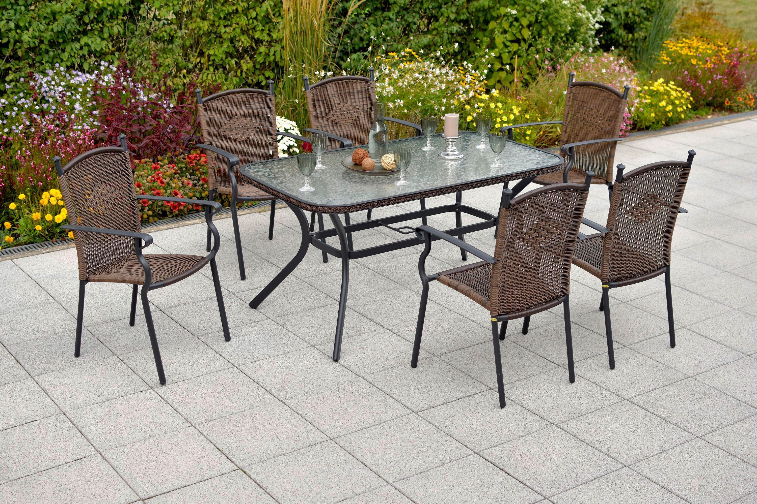Gartenset Roma - Graphitfarben/Braun, MODERN, Kunststoff/Metall - Gardenson