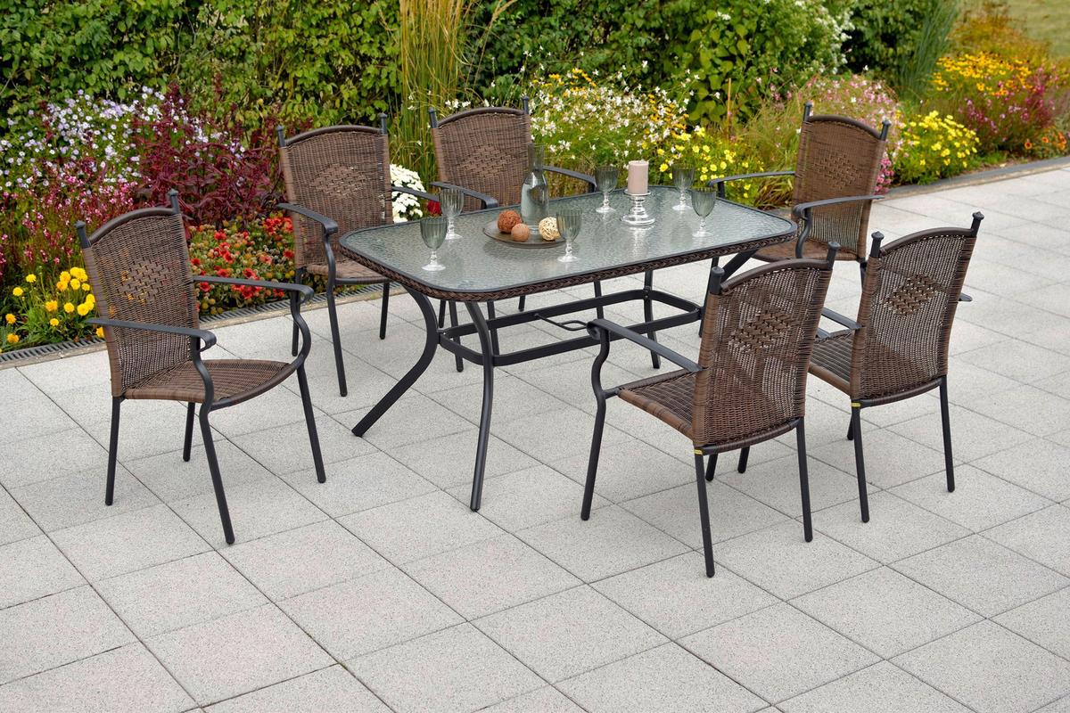 Gartenset Roma - Graphitfarben/Braun, MODERN, Kunststoff/Metall - Gardenson