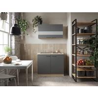 Miniküche Merle Grau/Eiche Dekor B:100cm - Eichefarben/Grau, Basics, Glas/Holzwerkstoff (100cm) - Respekta