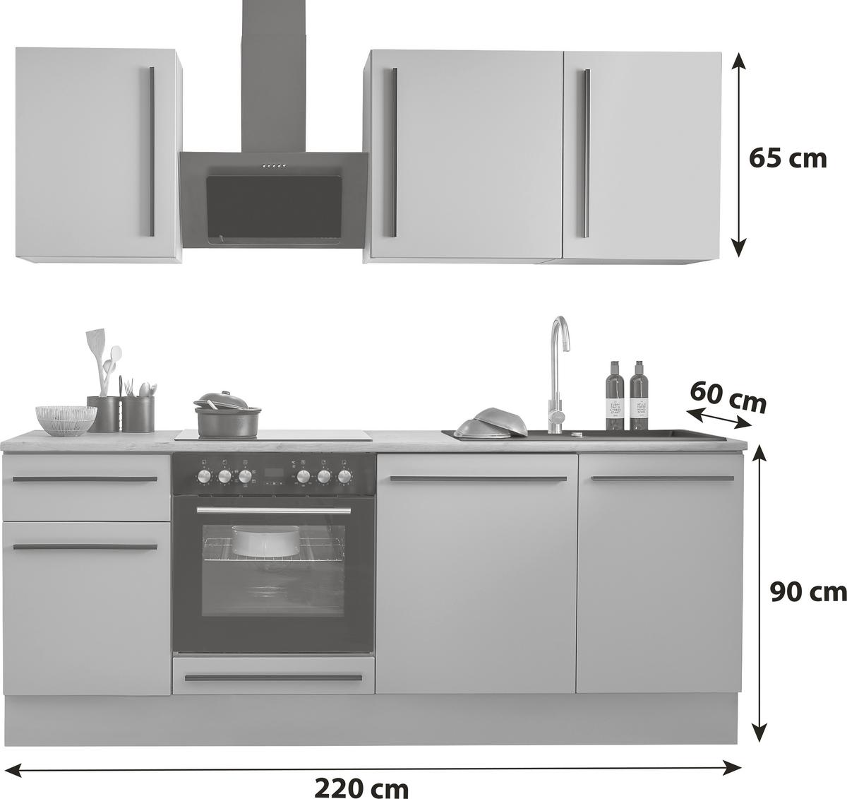 Küchenblock Denver Grau/eiche Dekor B: 220 Cm - Eichefarben/Grau, Design, Holzwerkstoff (220cm) - P & B