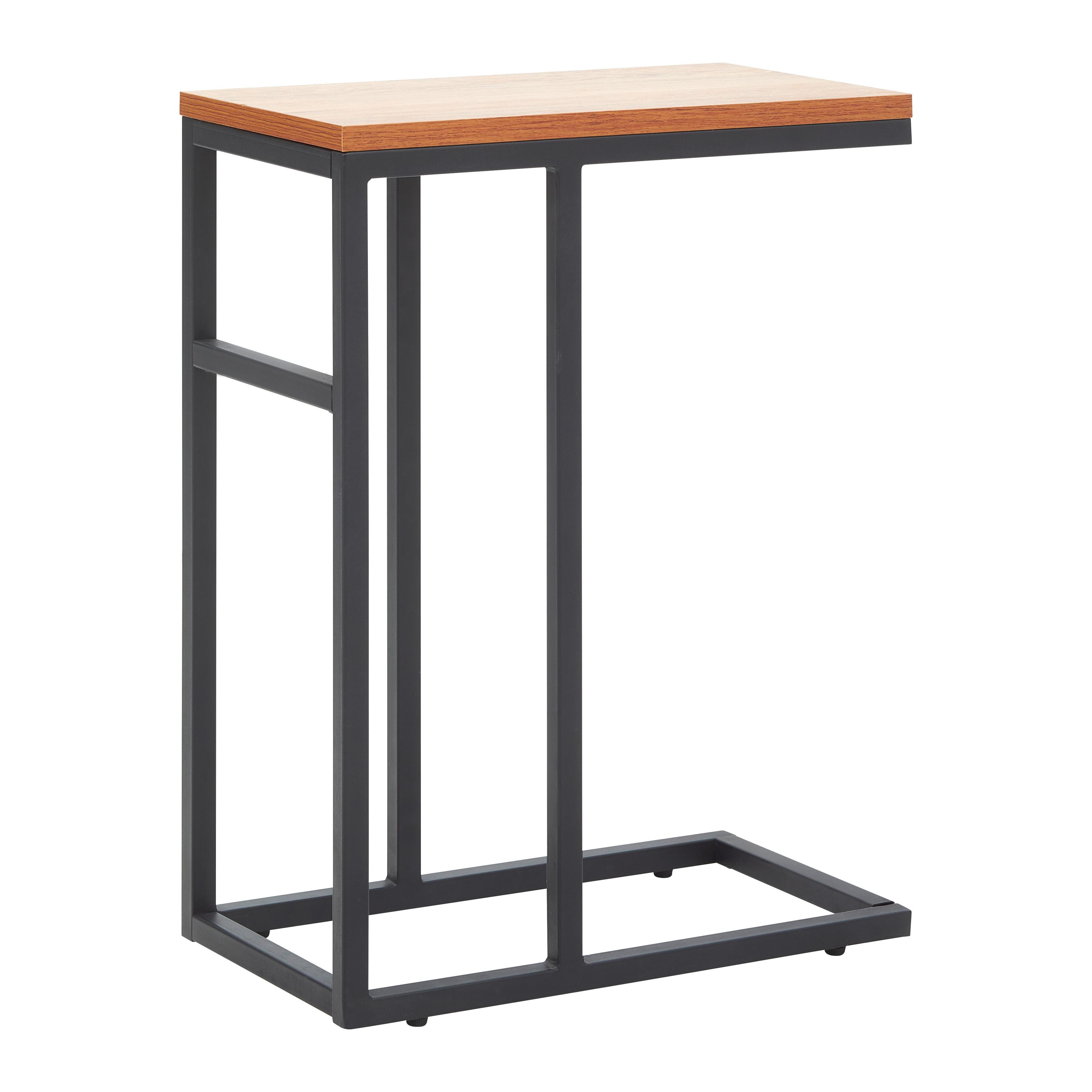 Príručný stolík GIORGIA farby duba - čierna/farba duba, Modern, kov/kompozitné drevo (47/27/64cm) - P & B