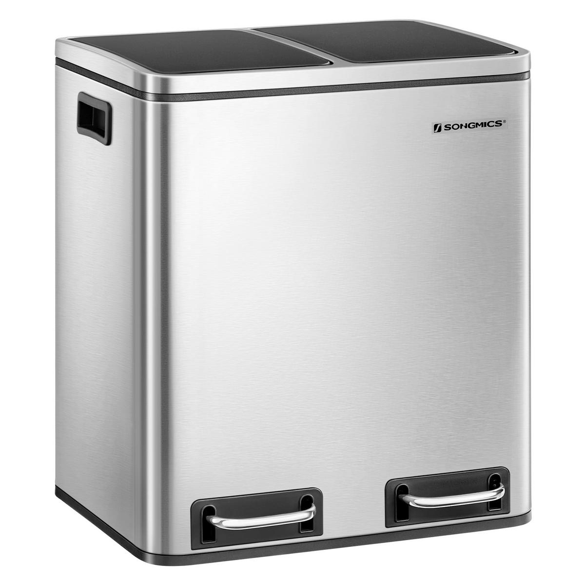 Abfallsammler Silberfarben B: 41 Cm - Silberfarben/Schwarz, Basics, Kunststoff/Metall (41/47/36cm)